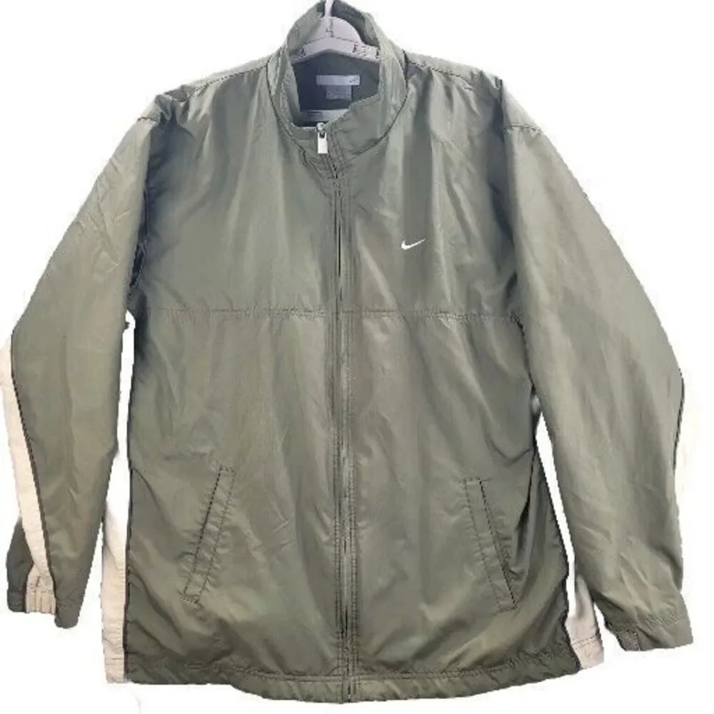 Vintage Nike 72 Jacket Green White Mens XL Windbreaker Full Zip Drawstrings Coat